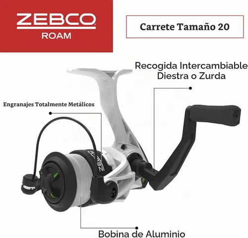 Vista 3 de Zebco Roam - Combo de carrete giratorio y caña de pescar, caña de fibra de vidrio de 6 pies, mango Split ComfortGrip, pomo de mango Soft-Touch