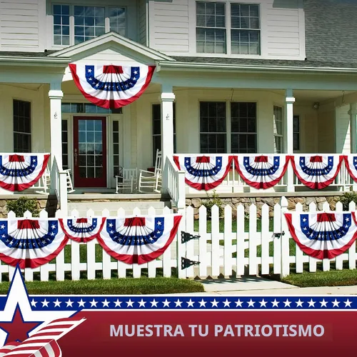 Vista 7 de G128 - Decoraciones patrióticas bordadas, Bandera de abanico de 3 x 6 pies