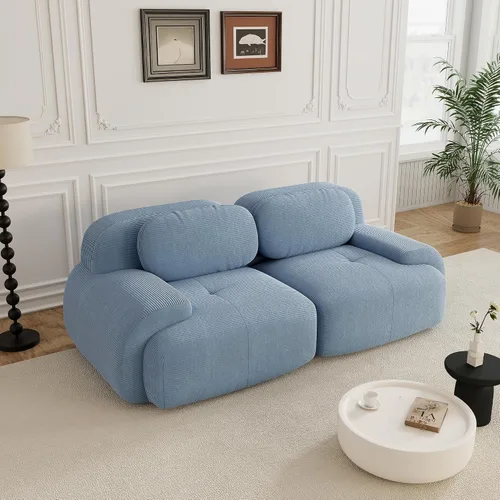 Vista 64 de Sofás modulares sin hueso de 152.8 pulgadas para sala de estar, sofá modular con diván en forma de L, cómodo asiento profundo tapizado de tela