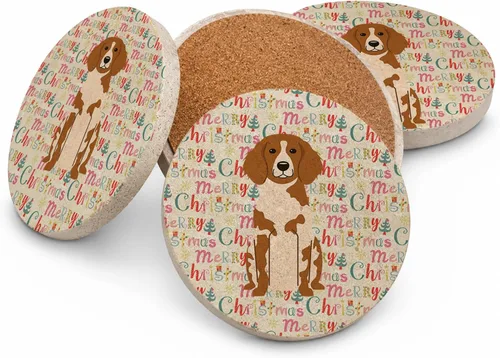 Vista 22 de Abyssinian Sand Terrier Merry Christmas - Posavasos grandes de piedra arenisca (4 unidades)