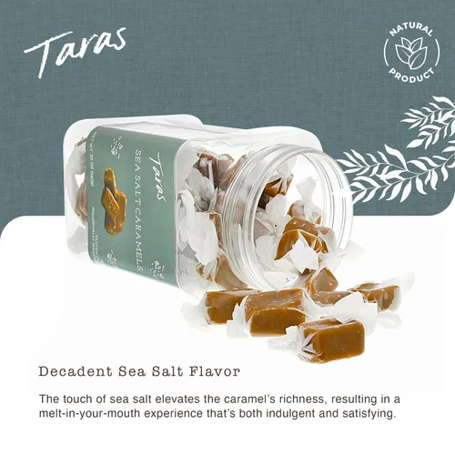 Vista 4 de Taras Gourmet Sea Salt Caramels All Natural Candy Creamy & Individually Wrapped with Real Butter (20 oz)