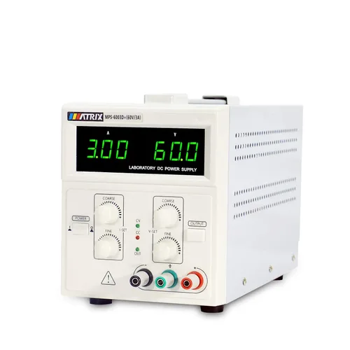 Vista 3 de MATRIX MPS-6003D+Fuente de alimentación de CC lineal variable 60V 3A Ondulación baja y ruido para laboratorio con cables de cocodrilo