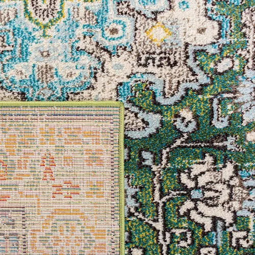 Vista 7 de SAFAVIEH Madison Collection - Alfombra decorativa de 2 pies 2 pulgadas x 4 pies, color verde y turquesa, diseño envejecido, no desprende pelusa