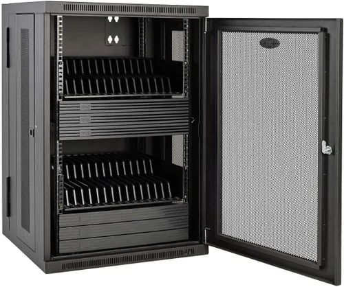 Vista 15 de Tripp Lite Estación de almacenamiento de carrito de carga móvil de CA de 21 puertos para Chromebooks, iPads, portátiles, tabletas, negro (CSC21AC)