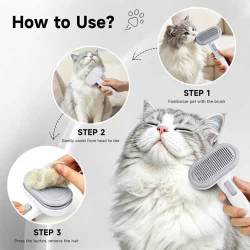Vista 5 de Cepillo para gatos para pelar gatos y perros en interiores Gris