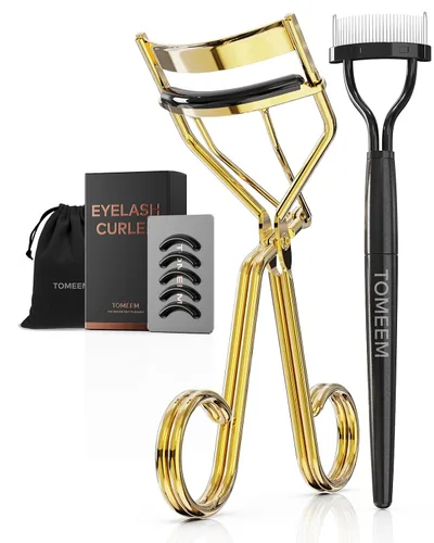 Vista 3 de Eyelash Curler with Comb, Professional Volumizing Lash Lift Curler Kit Oro rosa