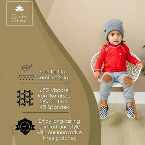 Vista 3 de Pantalones deportivos de viscosa para niños pequeños, rodilleras, pantalones suaves para niños y niñas, ayudante de bebé con protección