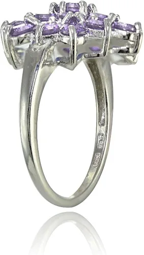 Vista 2 de Ice Gems - Anillo de plata de ley con amatista auténtica