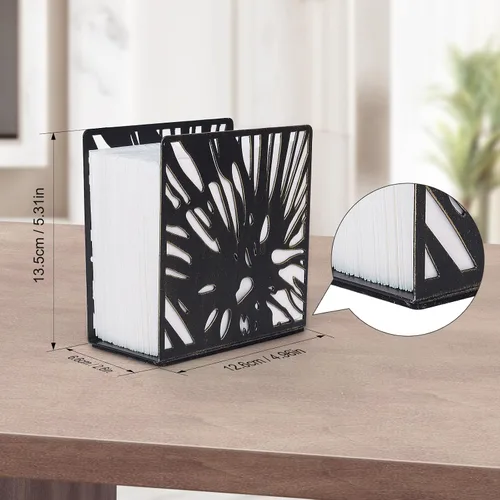Vista 2 de Servilletero negro para mesa, dispensador vertical moderno de metal para servilletas de papel, adecuado para cocina, comedor, cóctel, uso