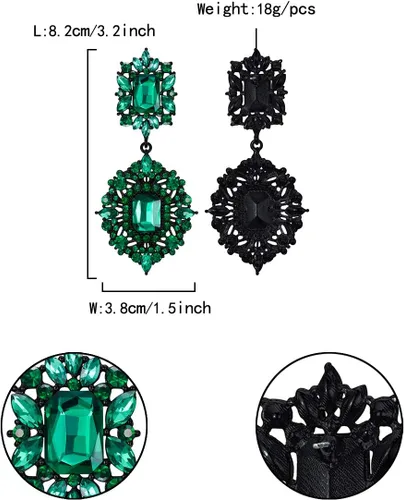 Vista 5 de Flyonce Aretes colgantes de cristal de diamantes de imitación para mujer, estilo vintage, estilo Gatsby, Cristal
