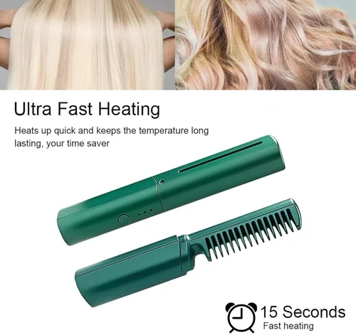 Vista 2 de Peine de peluquería de cerámica, cabello suave, sin encrespamiento en cualquier momento y en cualquier lugar, domina el encrespamiento y alisa tu