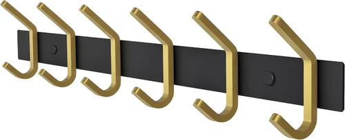 Vista 35 de Perchero de Abrigos Pequeño Negro Mate para Pared – Riel de Ganchos de Acero Inoxidable de 6 Pulgadas con 2 Ganchos Dobles para Abrigos