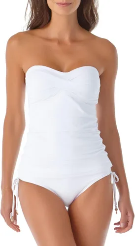 Vista 4 de Anne Cole Top de natación tipo tankini con nudo frontal fruncido para mujer