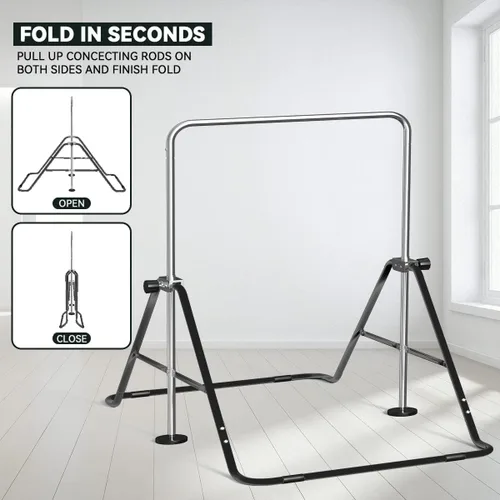 Vista 3 de FBSPORT Gymnastics Bar for Kids, Adjustable Height Gymnastic Horizontal Bars,Junior Training Bar Children Folding Training Monkey Bars for Home Using