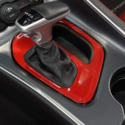 Vista 5 de Voodonala para Challenger Cubiertas de panel de cambio de marchas, accesorios decorativos para Dodge Challenger 2015-2022 (rojo)