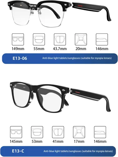 Vista 6 de Xmenha Gafas de sol inteligentes Bluetooth para hombres con altavoces, Bluetooth lentes inteligentes con dientes azules, audio con luz azul, gafas