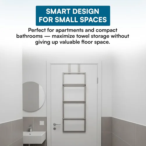 Vista 3 de Honey-Can-Do Toallero de 3 niveles para colocar sobre la puerta, organizador de almacenamiento de acero cromado para colgar toallas, ropa, batas