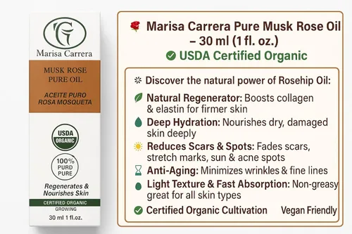 Vista 3 de Aceite de rosa mosqueta 100% orgánico certificado para cultivo/Aceite Puro De Rosa Mosqueta, 1.0 fl oz / 1 onza líquida cura, líneas finas