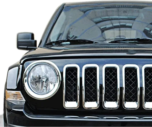 Vista 4 de Anillos de rejilla delantera para Jeep Patriot 2011-2016, kit de embellecedores de marco cromado, 7 piezas cromo b