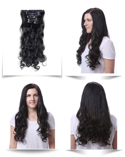 Vista 2 de OneDor® Extensiones de cabello sintético rizado de 20 pulgadas, 7 unidades, 4.53 oz (#99J rojo vino)