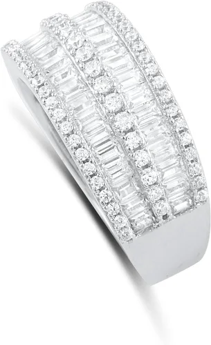 Vista 2 de Anillo de plata de ley con diamantes de imitación de talla baguette (tamaño 4-10)