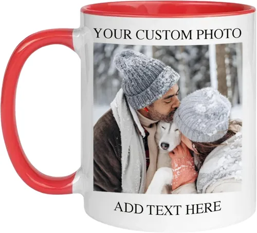 Vista 15 de Taza de café personalizada de 11 onzas de cerámica – Agregue foto, texto o logotipo Taza con imagen personalizada, impresión a doble cara, apta