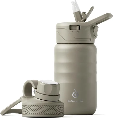 Vista 63 de IDEUS Botella de agua aislada de 12 onzas, botella de agua aislada de acero inoxidable para la escuela, botellas aisladas con pajitas a prueba