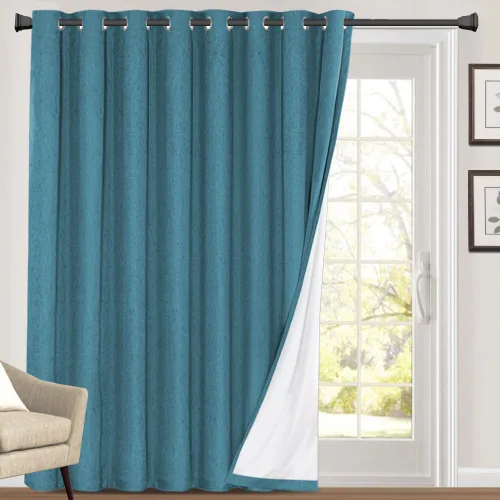 Vista 28 de Cortinas con textura de lino 100% opacas de 64 pulgadas de largo, juego de 2 paneles de cortinas de lino opacas con forro aislante térmico que Arena
