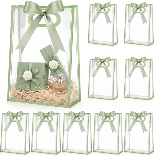 Vista 14 de Aliceset - Bolsa de regalo de plástico transparente con asas, color negro, 12