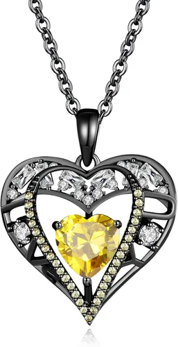 Vista 79 de Collar de cristal de 5 corazones, chapado en oro rosa de 18 quilates, colgante con cadena de plata de ley 925 de 18 + 2 pulgadas, joyería de piedra