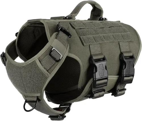 Vista 26 de ICEFANG GN3 Arnés táctico para perro con hebilla 6X, chaleco Molle para perro con asa, cobertura corporal 3/4, panel de gancho y bucle para parche