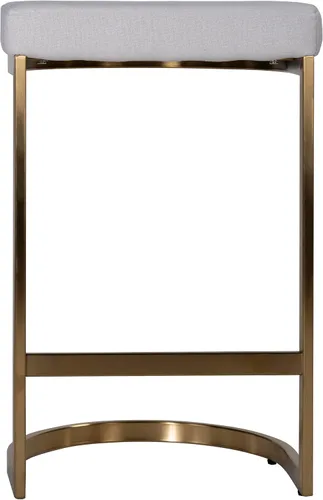 Vista 5 de Cortesi Home Elon Halfmoon - Taburete de mostrador en acero inoxidable dorado cepillado, tela suave marfil