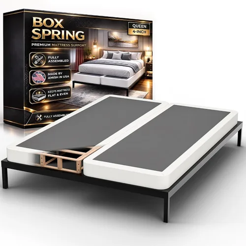 Vista 14 de Nutan, Somier de madera resistente de 2 pulgadas para soporte de colchón, duradero y totalmente montado, base de madera natural para cama Blanco