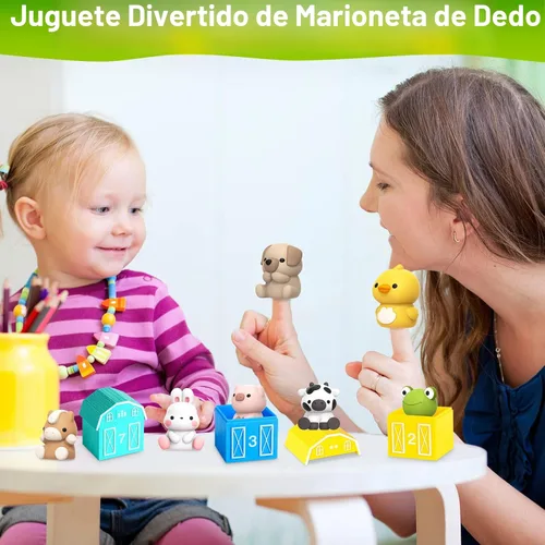 Vista 7 de Juguete de aprendizaje para niños pequeños de 1, 2 y 3 años, 10 juguetes de animales de granja y 10 graneros, juguetes sensoriales educativos