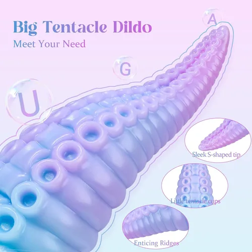 Vista 2 de Consolador Tentáculo Juguetes Sexuales para Adultos: Consolador monstruo luminoso grueso de 7.5 pulgadas con ventosa, consoladores grandes