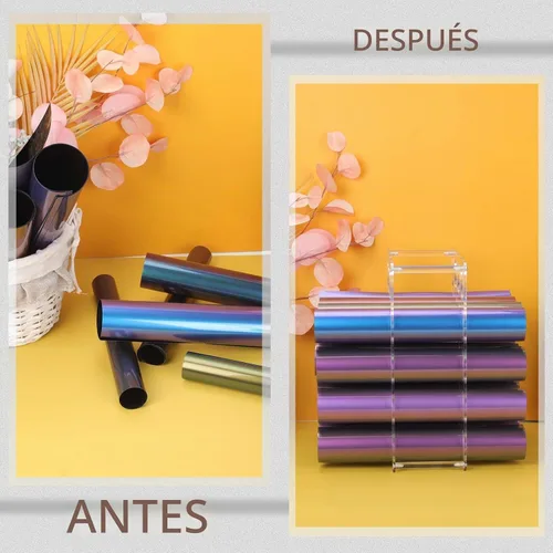 Vista 4 de Almacenamiento de rollos de vinilo de 20 agujeros para sala de manualidades, soporte de rollo de vinilo para hasta 20 rollos de vinilo, material 1