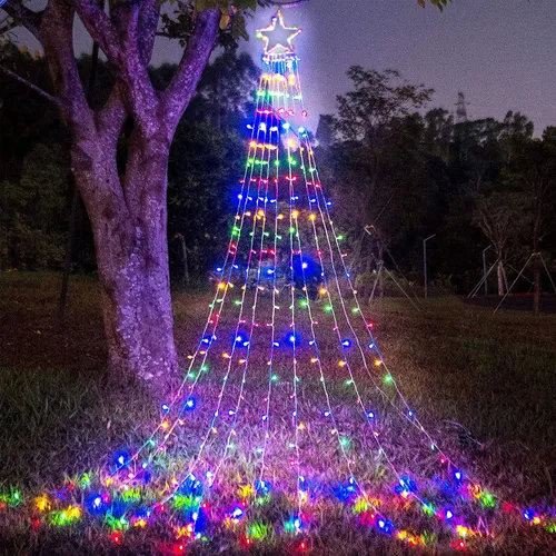 Vista 11 de Decoración al aire libre para Navidad (nueva), 320 luces LED colgantes centelleantes en forma de hadas para decoración de árbol al aire libre