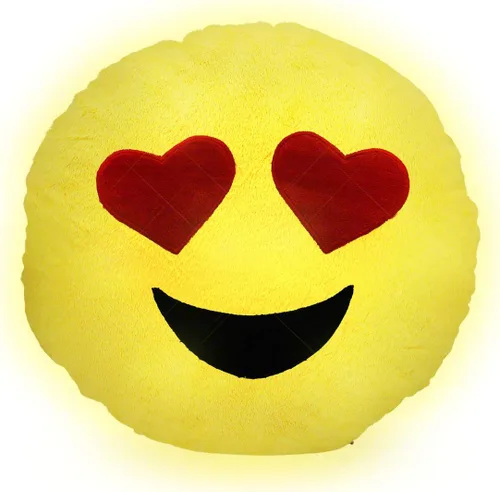 Vista 2 de FlashingBlinkyLights Emoji - Almohada iluminada con ojos de corazón