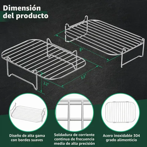 Vista 3 de HAOYAO - Estante para freidora de aire para cesta doble ninja, 2 piezas