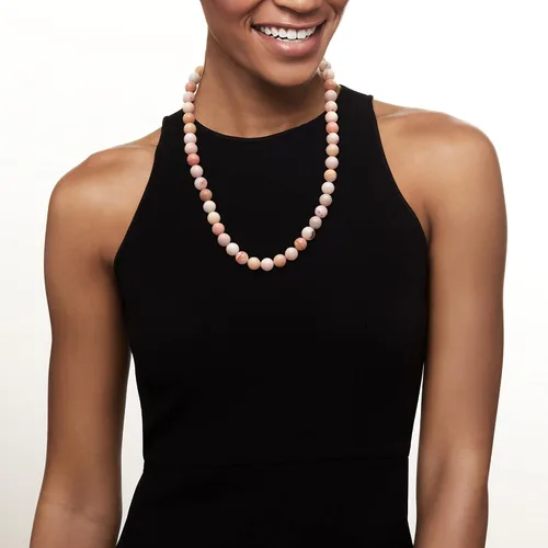 Vista 4 de Ross-Simons 12mm Pastel Pink Opal Bead Necklace With Sterling Silver