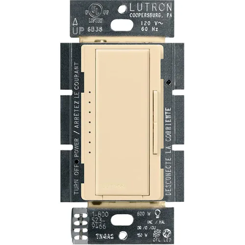 Vista 32 de Lutron - Interruptor de atenuación Maestro LED+ para bombillas LED regulables, halógenas e incandescentes, 150 W/unifolar o multiubicación, Biscuit