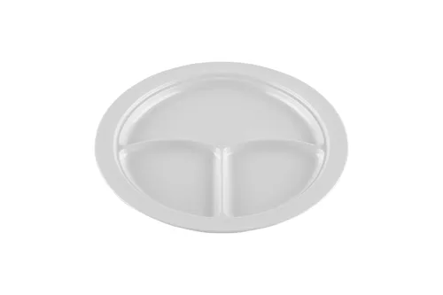 Vista 36 de G.E.T. CP-530-T Tan 9" 3-Compartment Plate, Break Resistant Dishwasher Safe Melamine Plastic, Supermel Collection (Pack of 12)