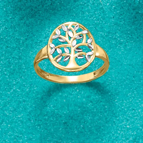 Vista 4 de Ross-Simons 14kt 2-Tone Gold Cut-Out Tree Of Life Ring