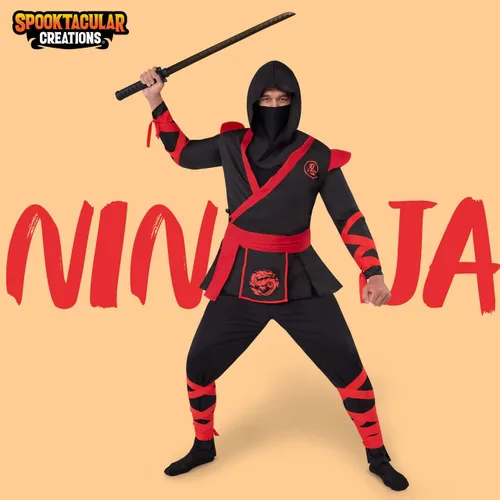 Vista 2 de Spooktacular Creations Men Ninja Deluxe Costume for Adult Halloween