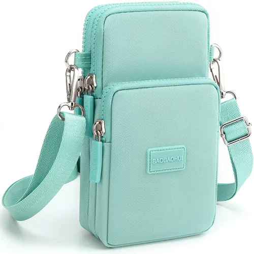 Vista 20 de YINHEXI Bolsos cruzados pequeños para mujer, a la moda, mini compartimento triple para teléfono celular, monederos cruzados Negro