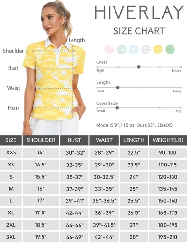 Vista 7 de Hiverlay Women Golf Shirts Polo Shirts for Women UPF 50+ Lightweight Quick-Dry Collared Tennis Daily Shirts Work Tops
