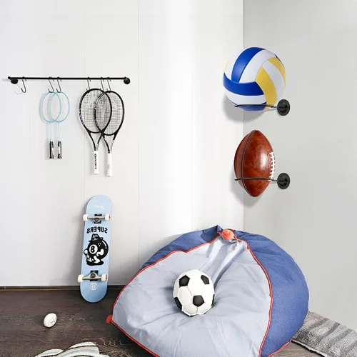 Vista 7 de S SUCHEK Soporte para pelotas de baloncesto y deportes, soporte de pared para baloncesto, fútbol, voleibol, fútbol, rugby