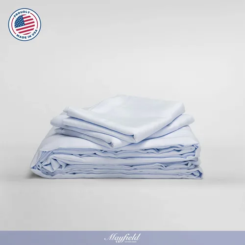 Vista 6 de Mayfield Juego de funda de edredón para cama King con fundas de almohada, fabricado en Estados Unidos, 100% algodón, juego de funda de edredón