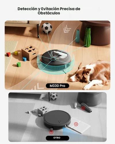 Vista 3 de [Usado] Lefant - Robot aspirador y limpiador LiDAR, con recipiente de polvo visible de 450ml, evitación de obstáculos PSD mejorada de 190°, limpieza