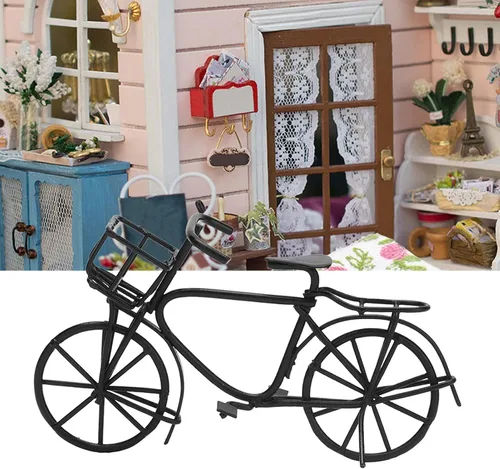 Vista 3 de Mini bicicleta de casa de muñecas, bicicleta de metal móvil para muñecas